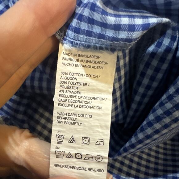 Izod XL Causal Light / Dark Blue Button Up Long Sleeve Shirt - Picture 7 of 8